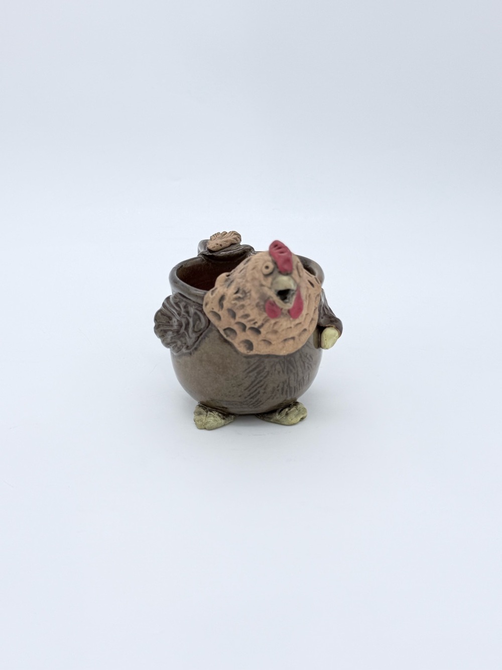 Vtg. County Cottagecore Mother Hen Creamer Pitcher -3- Footed Studio Pottery